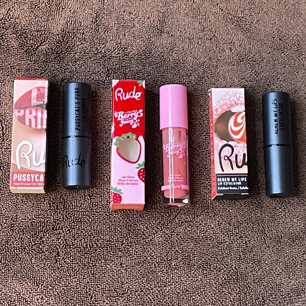 Rude Cosmetics Lip Trio (Primer, Exfoliator and Lipgloss)